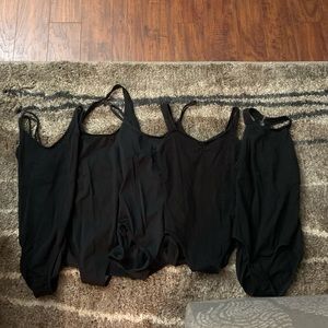 LOT of 5 Size Medium Assorted Black Dance Leotards